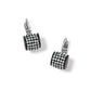 Brighton drop earrings with black lacquer curved settings, pave crystal accents, and silver-plated lever backs on a white background