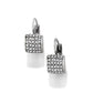 Brighton drop earrings with square silver-tone pavé crystal charms and leverback hooks on a white background