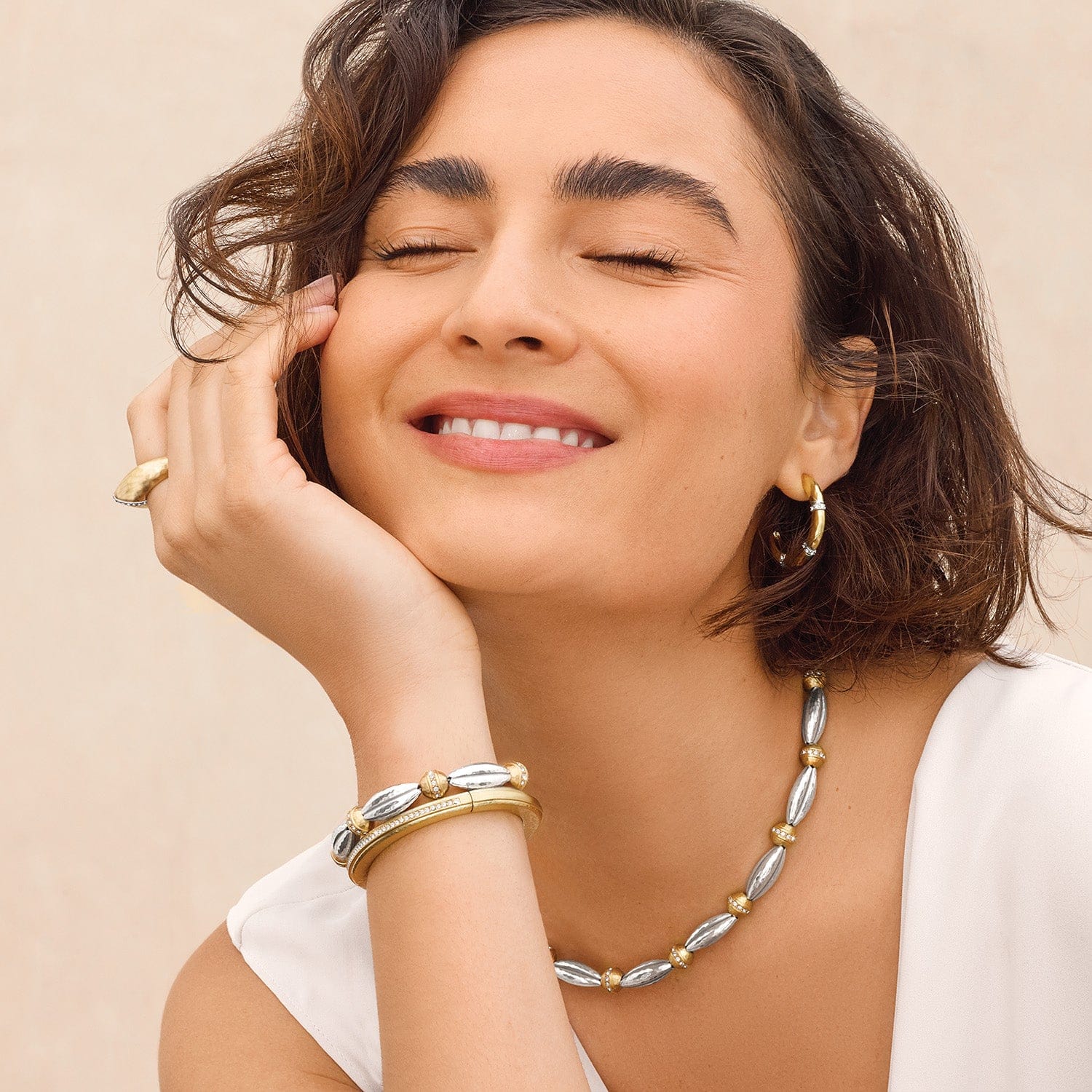 Meridian Orbit Bead Two Tone Bracelet silver-gold 3
