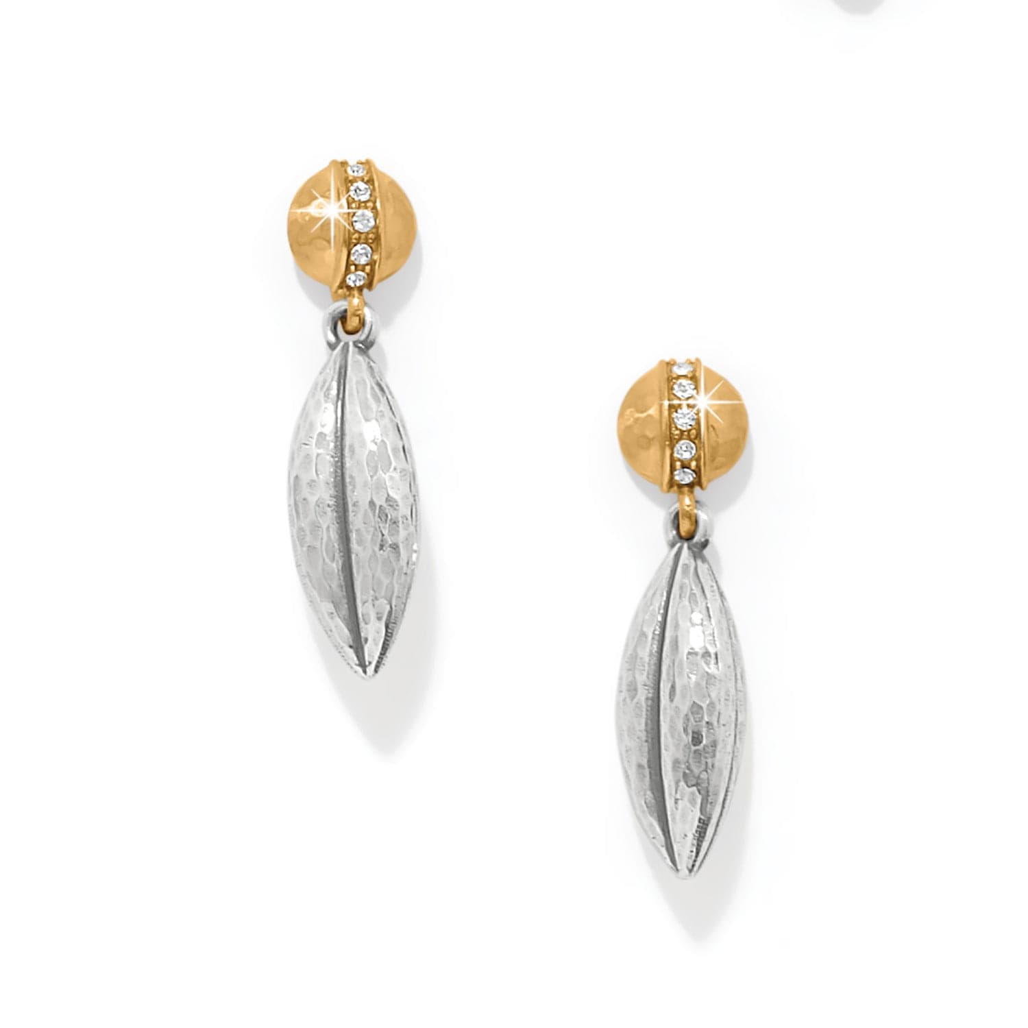Meridian Orbit Bead Two Tone Post Drop Earrings silver-gold 1