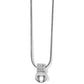 Brighton pendant necklace with silver-plated ball charm and crystal-encrusted bail on snake chain on a white background