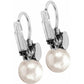 Brighton drop earrings with round pearl beads and silver-plated leverback hooks on a white background