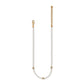 Brighton glass pearl necklace with crystal pavé stations, gold-tone clasp, and extender chain on a white background