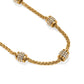 Brighton necklace with gold-plated wheat chain and pavé crystal barrel stations on a white background