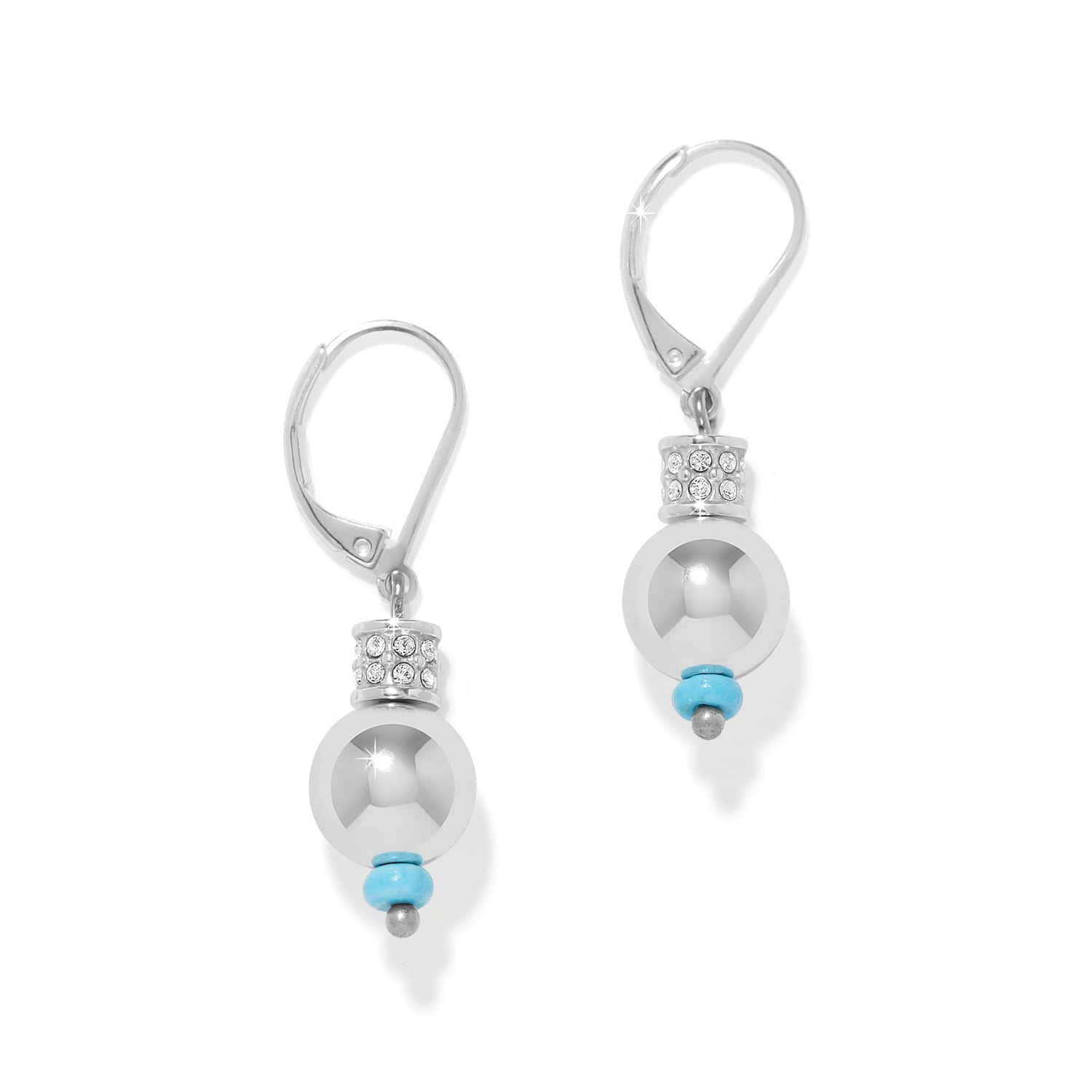 Meridian Petite Sphere Leverback Earrings silver-turquoise 1