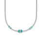 Brighton silver-plated beaded necklace with turquoise stone stations and crystal accents on a white background