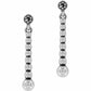 Brighton drop earrings with silver-plated graduated beads and floral post accents on a white background