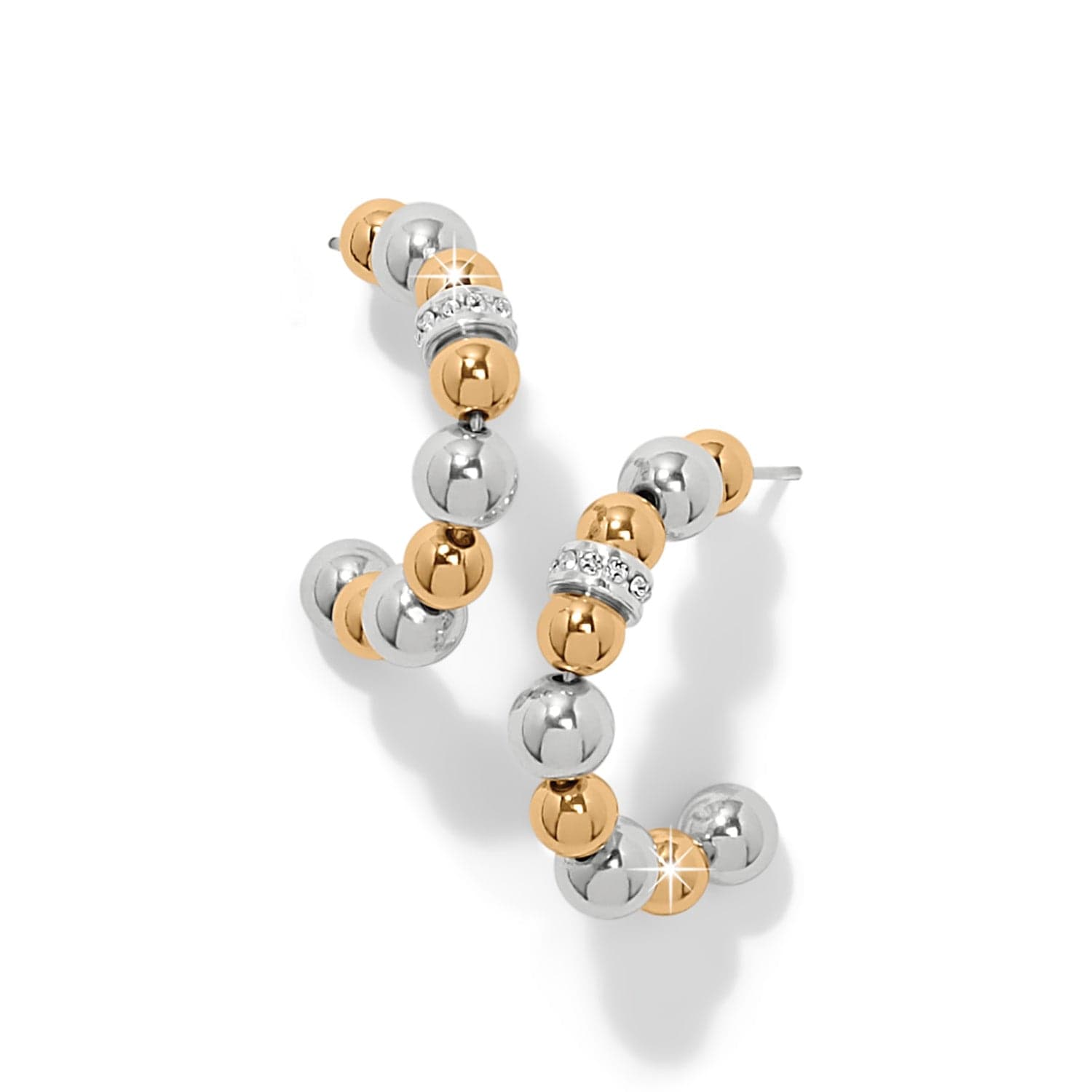 Meridian Petite Station Hoop Earrings silver-gold 1