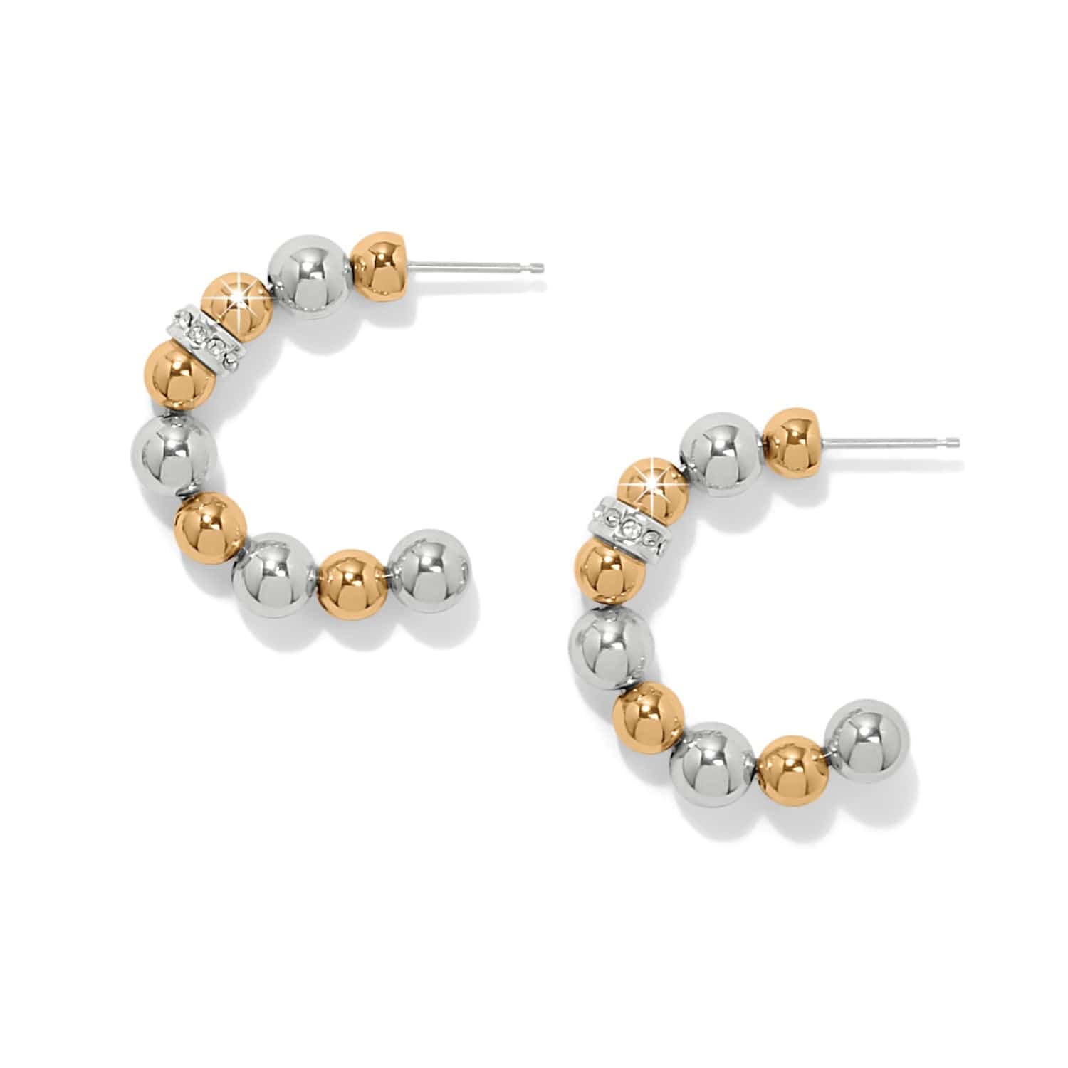 Meridian Petite Station Hoop Earrings silver-gold 2