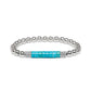 Brighton beaded bracelet with silver-plated beads, turquoise center segment, and crystal accent bars on a white background