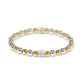 Brighton beaded stretch bracelet with silver and gold-plated beads and crystal pavé accents on a white background