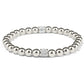 Brighton beaded bracelet with silver-plated round beads and two crystal pavé accent barrels on a white background