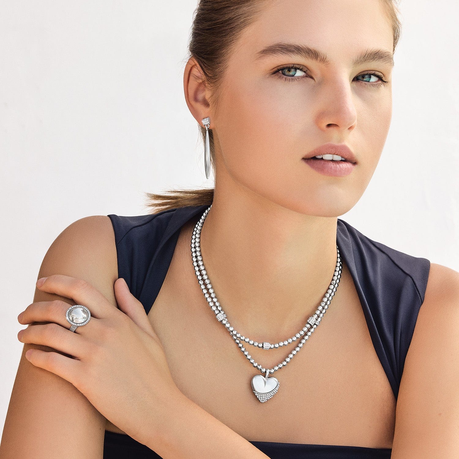 Meridian Petite Wave Heart Necklace silver 9