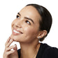 Model wearing Brighton silver-plated square stud earrings with crystal accents and a delicate silver-plated chain necklace