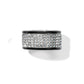 Brighton wide band ring with pavé crystal center and black lacquer silver-plated edges on a white background