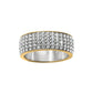 Brighton ring with pavé crystal band and gold-tone edges over silver-tone interior on a white background