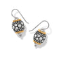 Brighton drop earrings with crystal-encrusted beads and two-tone silver and gold accents on a white background