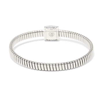 Brighton bracelet with ribbed flexible band and silver-plated magnetic clasp featuring crystal accents on a white background