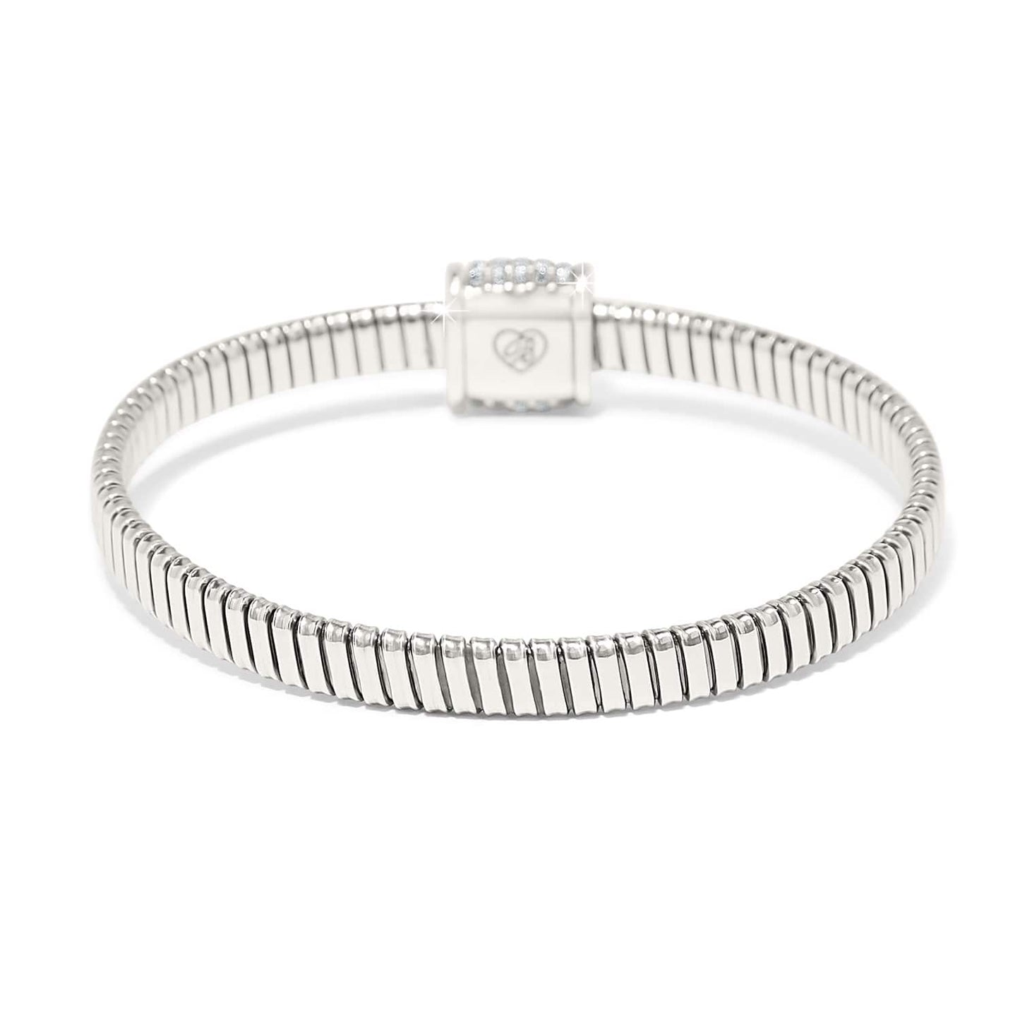 Brighton bracelet with ribbed flexible band and silver-plated magnetic clasp featuring crystal accents on a white background