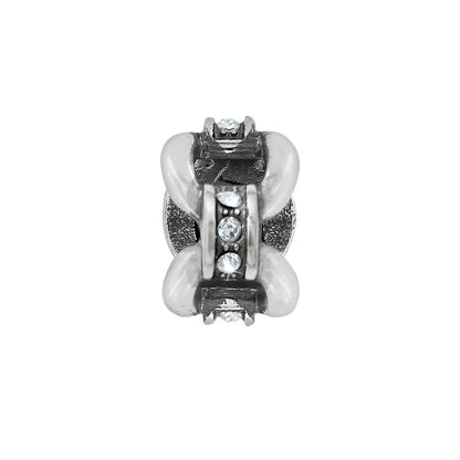 Brighton silver-plated bead charm with crystal accents and polished curved detailing on a white background