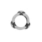 Brighton silver-plated spacer bead with rounded triangular openwork frame and polished ring design on a white background