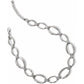 Brighton link necklace with silver-plated oval links and crystal pavé stations on a white background