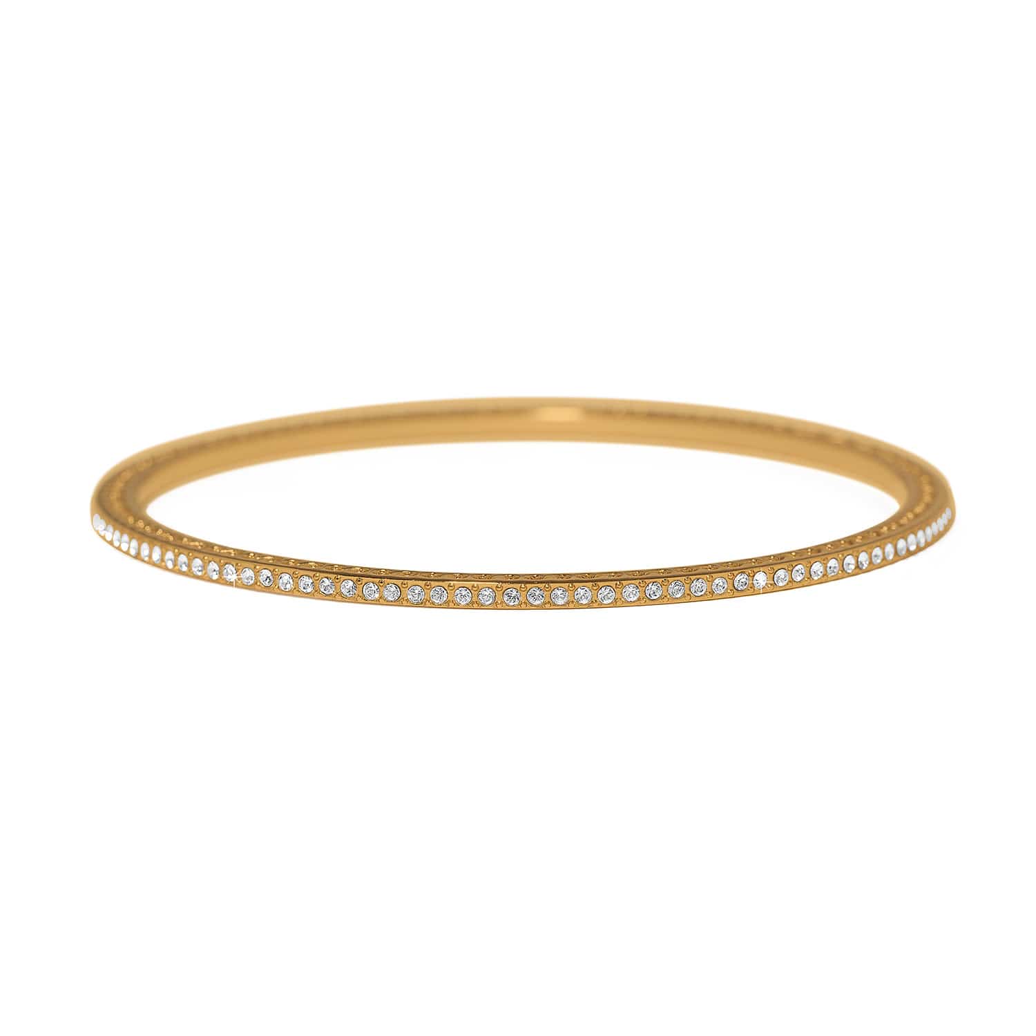 Brighton bangle bracelet with gold-plated finish and a single row of crystal accents on a white background