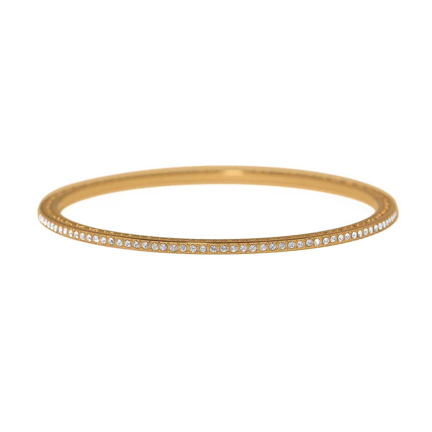 Brighton bangle bracelet with gold-plated finish and a single row of crystal accents on a white background