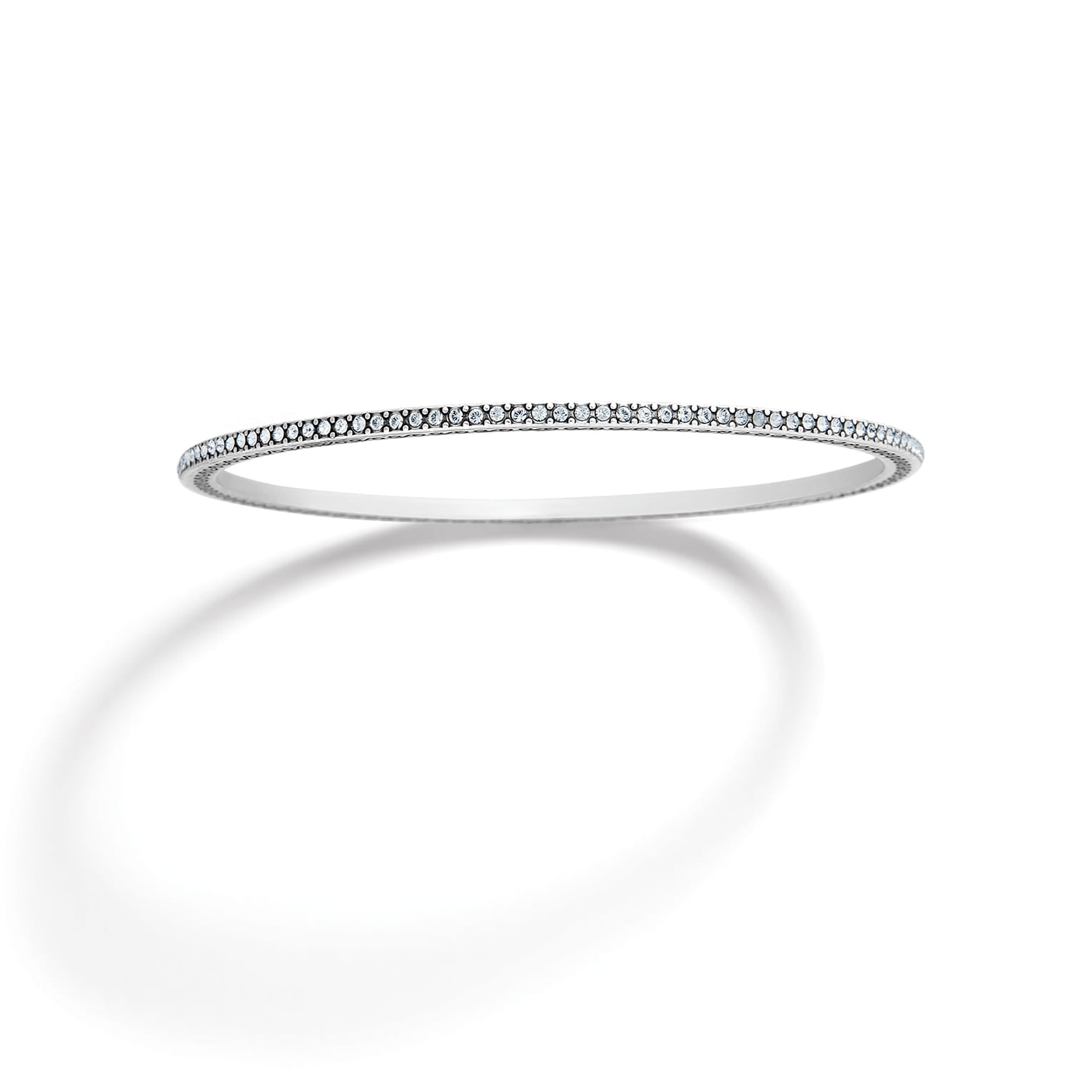 Brighton bangle bracelet with silver-plated finish and pavé crystal detailing along the band on a white background