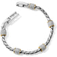Brighton bracelet with silver-tone twisted rope chain and crystal pavé stations with gold-tone accents on a white background