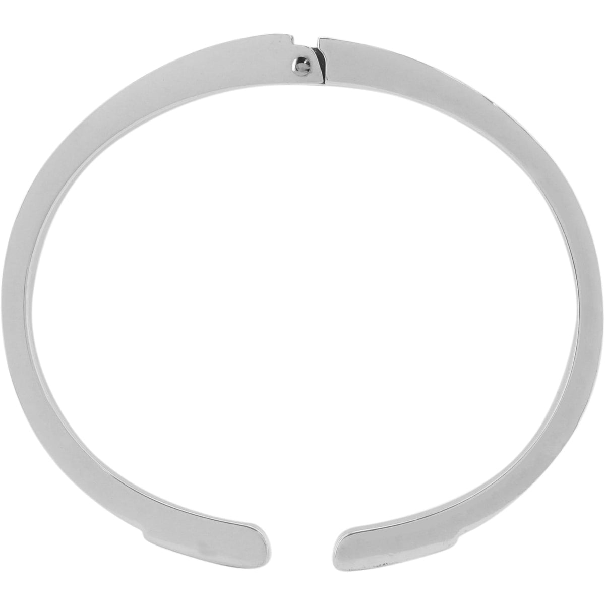 Brighton cuff bracelet with polished silver-plated finish and open ends shown from above on a white background