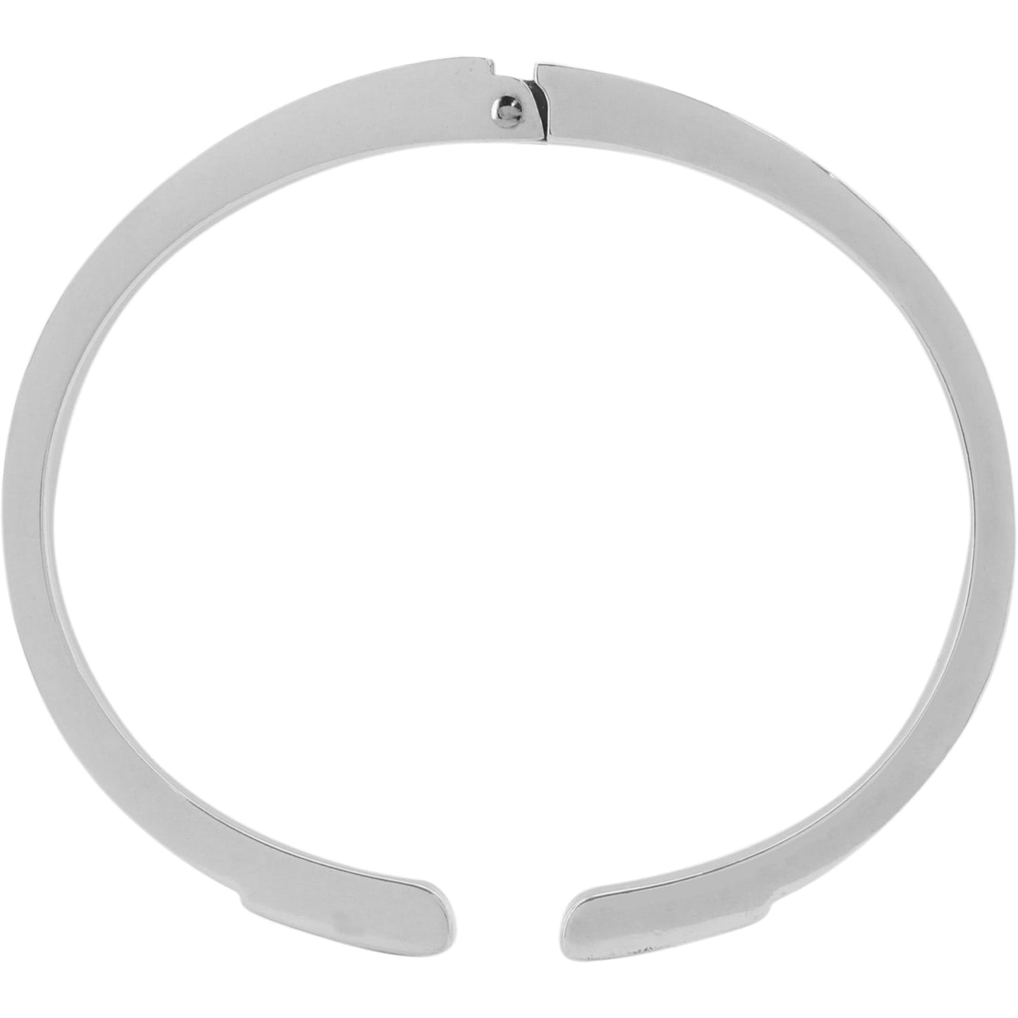 Brighton cuff bracelet with polished silver-plated finish and open ends shown from above on a white background