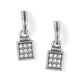 Brighton drop earrings with silver-plated square pendants featuring crystal pavé settings on a white background