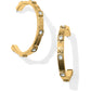 Brighton hoop earrings in hammered gold-plated finish with crystal accents in square settings on a white background