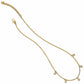 Brighton gold-plated chain necklace with small crystal-set square charms and lobster clasp on a white background