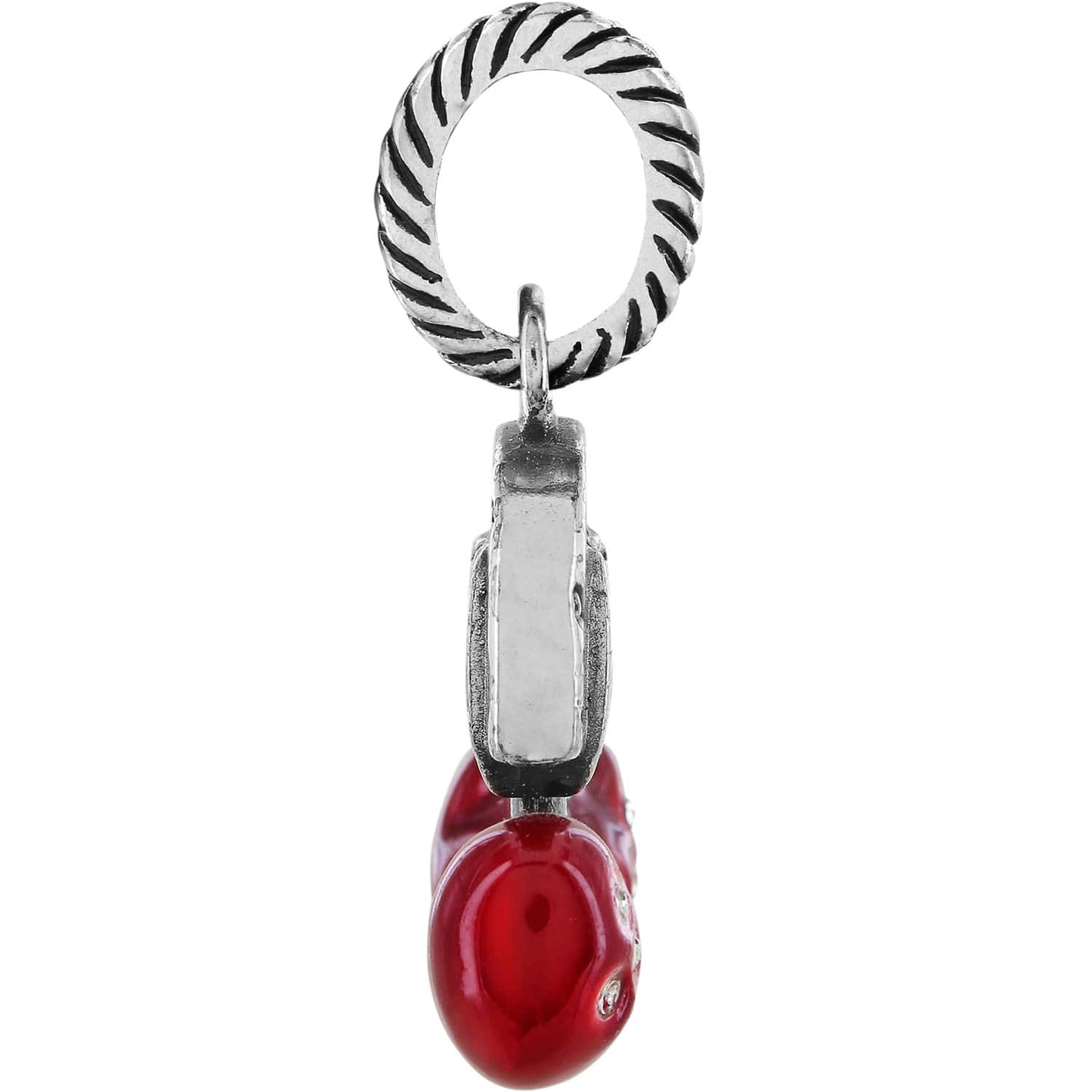 Brighton charm shown from the side with red enamel detail and silver-plated rope-textured ring on a white background