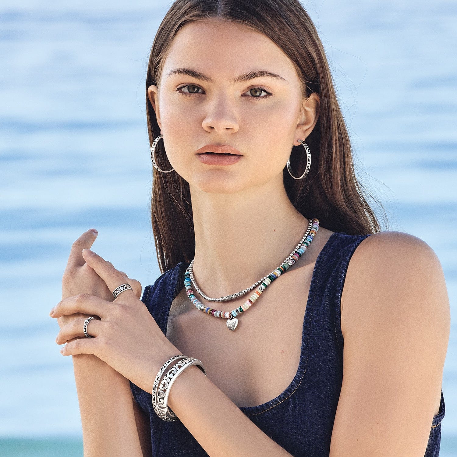 Mingle Sweetheart Bead Necklace silver-multi 4