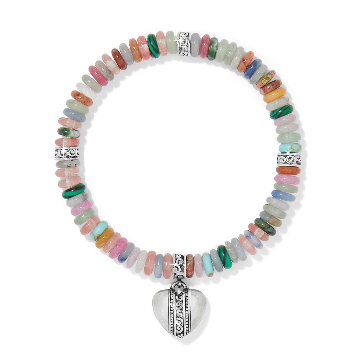 Mingle Sweetheart Bead Stretch Bracelet silver-multi 1