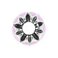 Brighton charm bead with silver-plated floral design and pink enamel dot accents on a white background