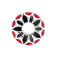 Brighton charm bead with silver-plated finish, red enamel dots, and black petal detailing on a white background