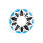 Brighton bead charm with silver-plated floral design and blue enamel dot accents on a white background