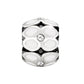 Brighton silver-plated charm bead with white enamel petal design and crystal accents on a white background