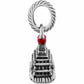 Brighton building charm with silver-tone architectural detail and red enamel accent on a white background