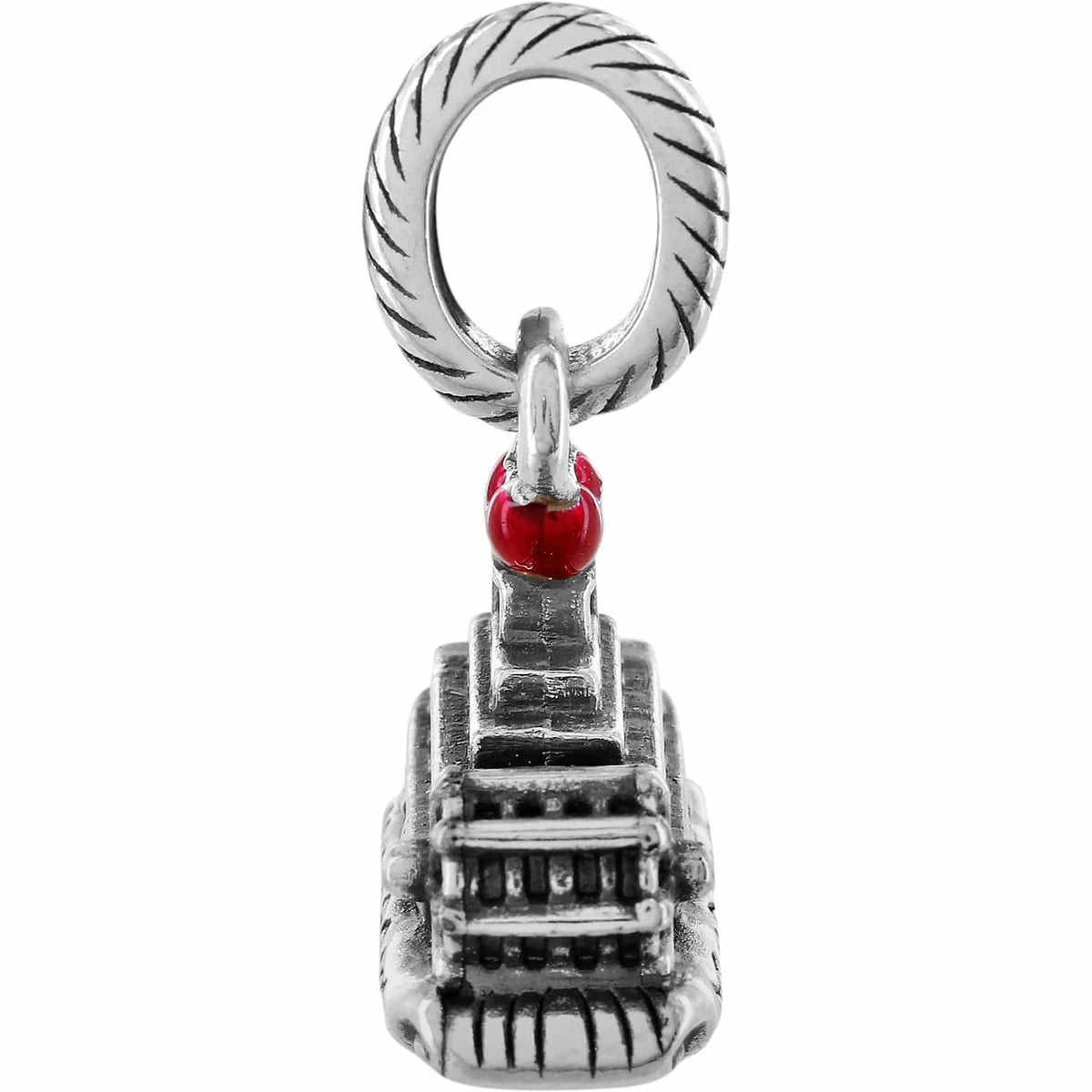 Brighton building charm with silver-tone architectural detail and red enamel accent on a white background