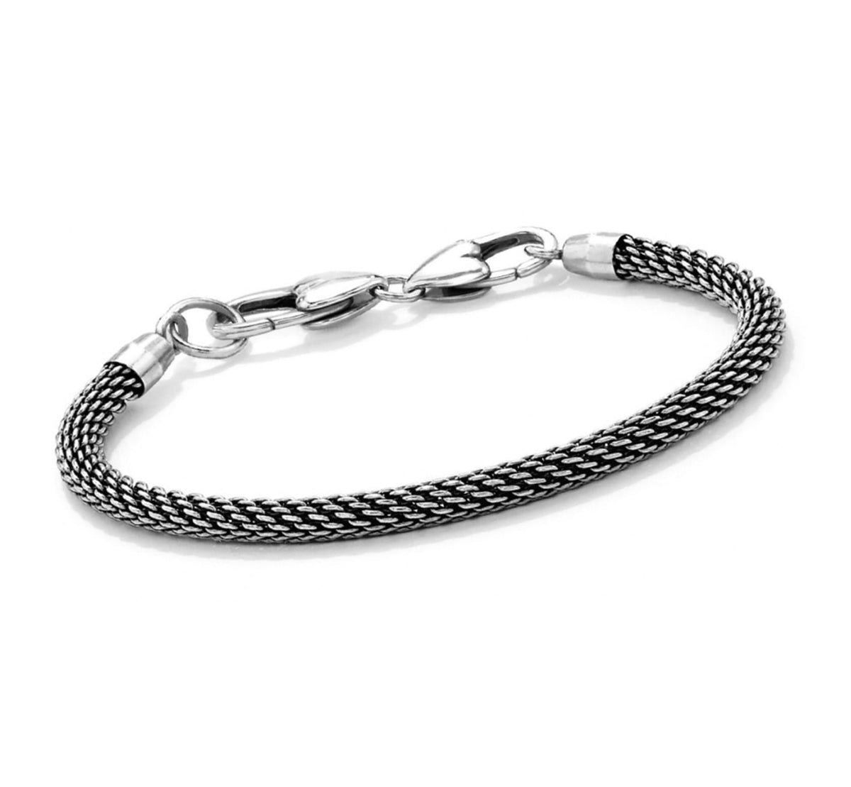 Brighton silver-plated mesh chain bracelet with lobster clasp closure and polished end caps on a white background