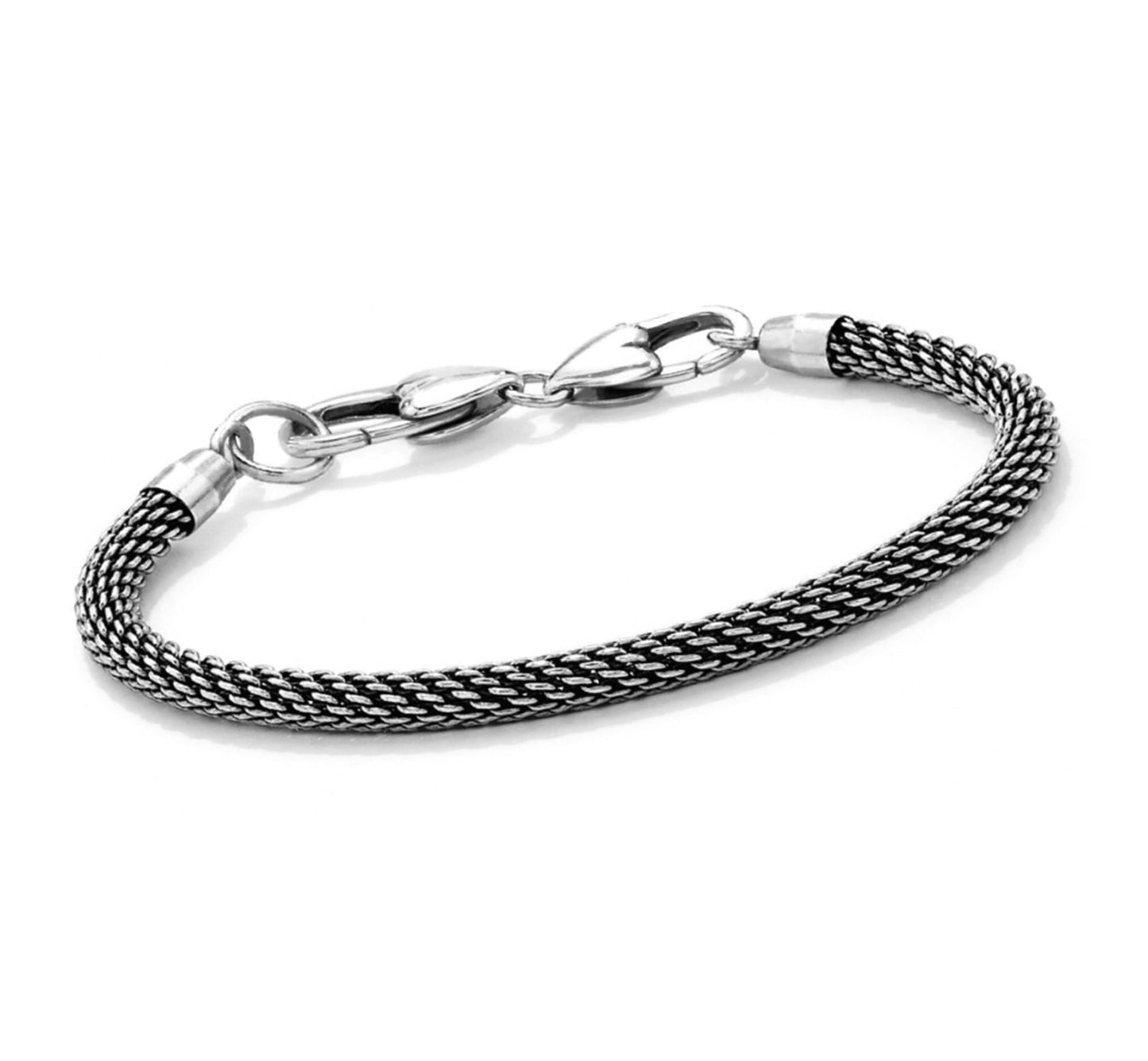 Brighton silver-plated mesh chain bracelet with lobster clasp closure and polished end caps on a white background