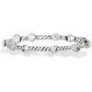 Brighton bangle bracelet with silver-plated twisted rope design, crystal accents, and pearl beads on a white background