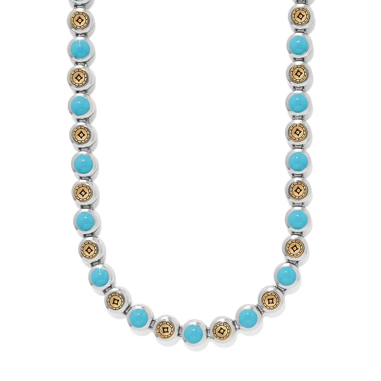 Mosaic Cerrillos Link Necklace silver-turquoise 1
