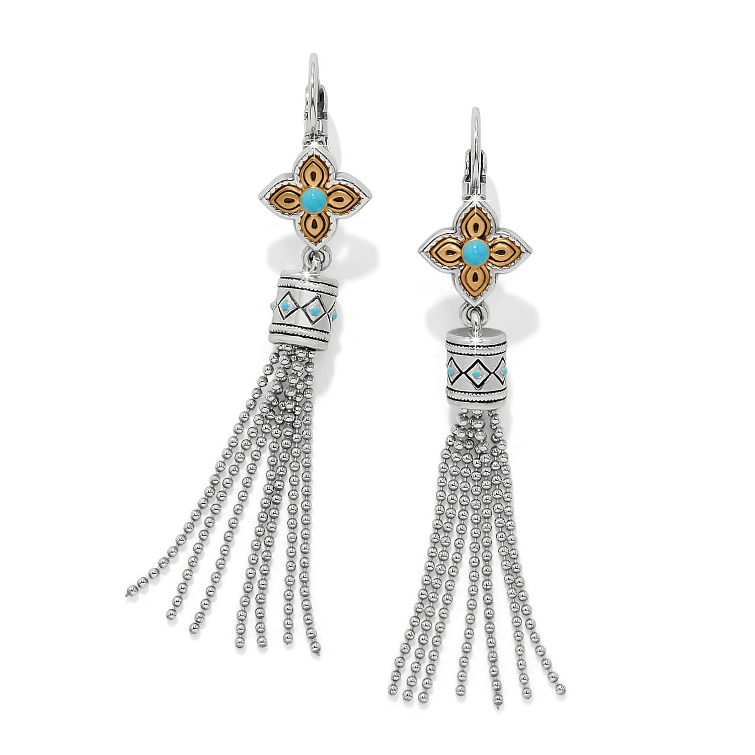 Mosaic Cerrillos Tassel Leverback Earrings silver-gold 1