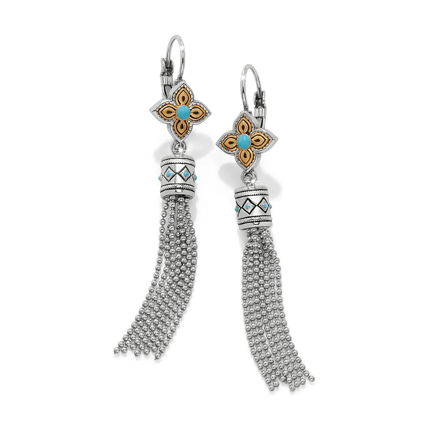 Mosaic Cerrillos Tassel Leverback Earrings silver-gold 2